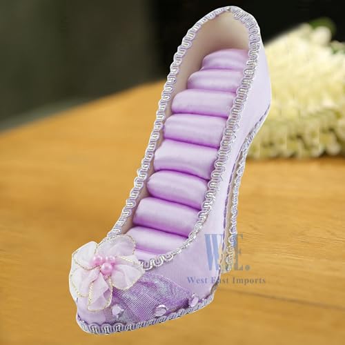 Ring Holder High Heel Shoe Design Fashion Jewelry Organizer Display Birthday Gift (Purple) - color: Purple