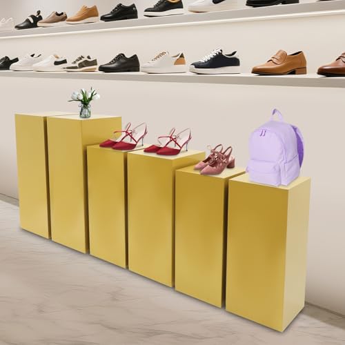 3PCS Metal Square Pedestal Stands, White Dessert Table Cube Display Pillars, Wedding Party Art Decor Display Column for Patios, Corridors and Entrances (23.62-31.4in) - size: 23.62-31.4in