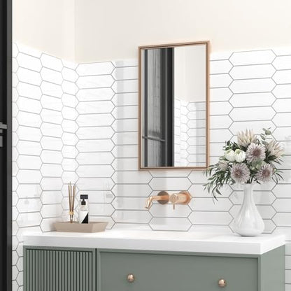 WESTICK 10-Sheet White Subway Tile Peel and Stick Wall Tile Long Hexagon Kitchen Backsplash Tiles Self Adhesive Waterproof Faux Marble Stick on Backsplash for Walls Bathroom Laundry Room 12" x 12" - color: 8.Hexagon white