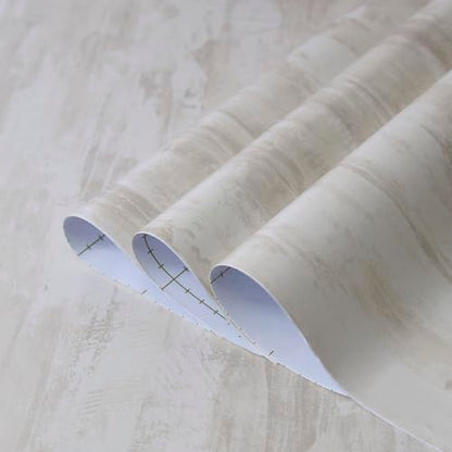 TOTIO Cream Concrete Wallpaper Peel Stick Milky White Plaster Effect Contact Paper 16x590inch Air Guide Slot Design Matte Thick Self-Adhesive Waterproof Vinyl Wrap Modern Industrial Style Wall Sticker - color: Ivory White, size: 16" x 590"
