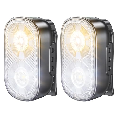 Zewdov 500LM Ultra Bright Mini Clip-on Flashlight Rechargeable, 10 Modes Hands-Free Pocket EDC Flashlights, Waterproof Small Keychain Flashlight, Running Lights for Runners/Emergency/Work/Walking