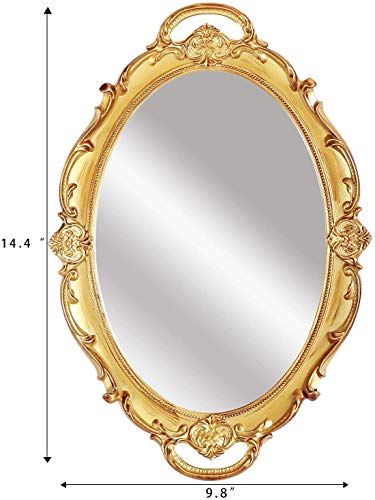 PortPlugs Mirrored Tray,Decorative Mirror for Perfume Organizer Jewelry Dresser Organizer Tray & Display,Vanity Tray,Serving Tray,9.8'' x 14''(Gold)