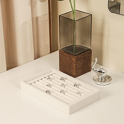 Pangkeep Ring Holder Display Tray Jewelry Organizer Stands for Selling Rings Earrings Show (Beige) - color: Beige
