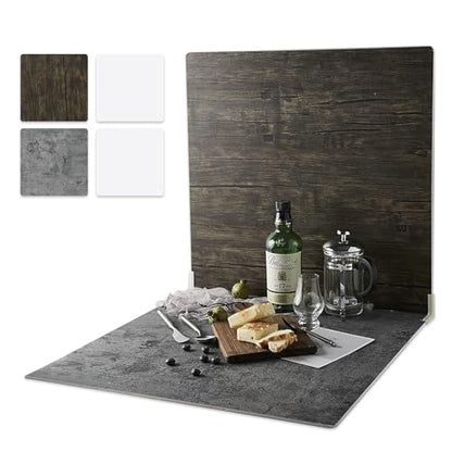 2 PCS Boards Photo Backdrop for Flat Lay, Food Photography Background 24x24 Inch, BEIYANG (Black Walnut+Dark Gray) - color: Black Walnut + Dark Gray 24x24