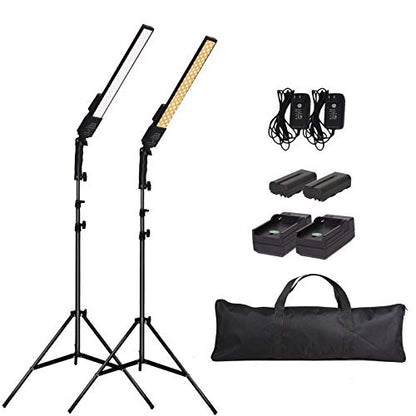 LED Video Light Battery Powered Photography Light Portable Handheld Wand,Dimmable 2800-5500K Photo Studio Light Kit with NP-550 Li-ion Battery and Stand for Portrait, YouTube,Outdoor Video - size: Lighting kit+NP-F550 battery
