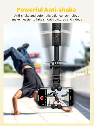 Gimbal Stabilizer for Smartphone,2-axis stabilizer Without APP face Tracking,4 in 1 Portable Phone Tripod,stabilizer for iPhone& Android,108CM Extension Rod,AOCHUAN M2PRO Black - color: Black