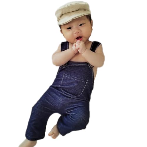 Newborn Baby Boy Suspender Pants Photo Outfits Gentleman Photography Outfit Girl - color: Blue