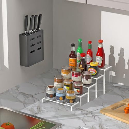 8 Pcs Large Acrylic Display Risers (7" L~9" L), Sturdy Rectangular Dessert Stands, Perfume Shelf Organizer, Clear Riser Stands, Display Shelves for Cupcake, Perfume, Figure, Collection, Decoration.