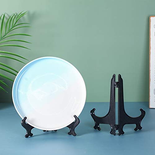 Artliving 7 Inch Black 12pcs/Set Plastic Easels Plate Display Stands Picture Frame Stand Holder - color: Black, size: 7 inch (12 pack)