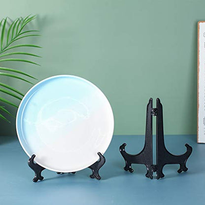 Artliving 7 Inch Black 12pcs/Set Plastic Easels Plate Display Stands Picture Frame Stand Holder - color: Black, size: 7 inch (12 pack)