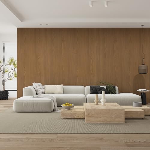 16"x354" Brown Peel and Stick Wallpaper Waterproof Walnut Contact Paper Removable Thickened Wood Look Peel and Stick Wallpaper Textured Self Adhesive Wood Stickers for Cabintes Table Drawer - color: Brown, size: 15.7" x 354"