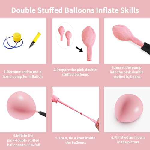 Light Pink Double Stuffed Balloons Different Size 115Pcs 5/10/12/18" Pink Balloon Arch Garland kit for Birthday Baby Shower Valentine's Day Bridal Shower Gender Reveal Wedding Mouse Party - color: Light Pink