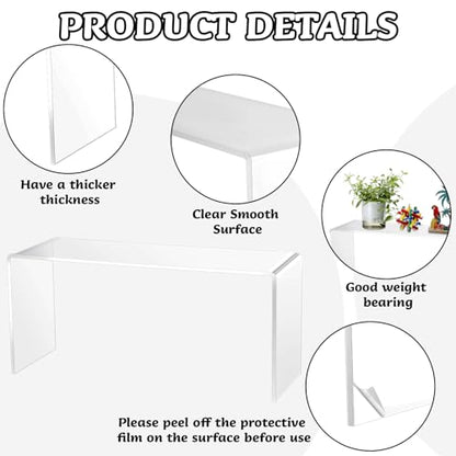 Soaoo 4 Pcs Large Acrylic Riser Display Stands Clear Shelf Riser Jewelry Stand Retail Desktop Display for Show Decor Cupcake, Collectibles Figures, Organize, Decor(13 x 4.5 x 6 Inches) - size: 13 x 4.5 x 6 Inches