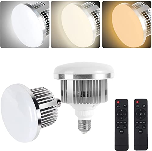Skytex 2Pack 85W Photography Light Bulb 2700-6400K Colour Temperatures Dimmable Tricolor LED Bulbs Softbox Bulb in E27 Socket for Photography Photo Video Studio Lighting Softbox - style: 2 pack led85w