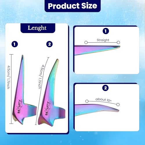 Beauty & Crafts 2PC Pro Hair Parting & Sectioning Rings-Stainless Steel Finger braiding Tool for Precise Hair Styling and Extension Installations - Inculde Straight &Curved Ring with Box (Multi) - color: Multi Rainbow