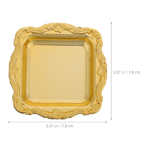 10pcs Small Square Baroque Plastic Dessert Plates for Wedding Bridal Shower Party Mini Cake Candy Tray for Fruit Snacks Display and Food Photography Props Easy-clean Serving Trays