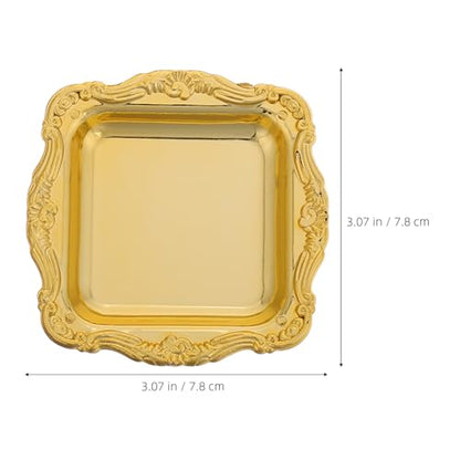 10pcs Small Square Baroque Plastic Dessert Plates for Wedding Bridal Shower Party Mini Cake Candy Tray for Fruit Snacks Display and Food Photography Props Easy-clean Serving Trays