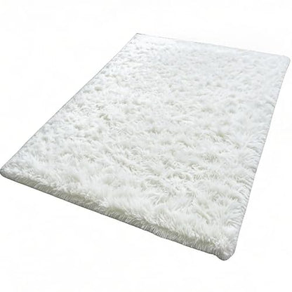 Kate Ultra-Soft Fluffy Faux Fur Rug Photography Mat for Product Photography, Flat Lay Background, Baby & Pet Photo Shoot Prop, Plush Shag Carpet for Bedroom, Living Room, Nursery - White, 5x10ft