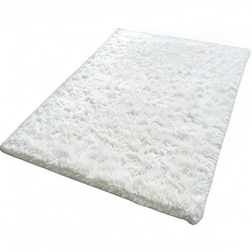 Kate Ultra-Soft Fluffy Faux Fur Rug Photography Mat for Product Photography, Flat Lay Background, Baby & Pet Photo Shoot Prop, Plush Shag Carpet for Bedroom, Living Room, Nursery - White, 5x10ft