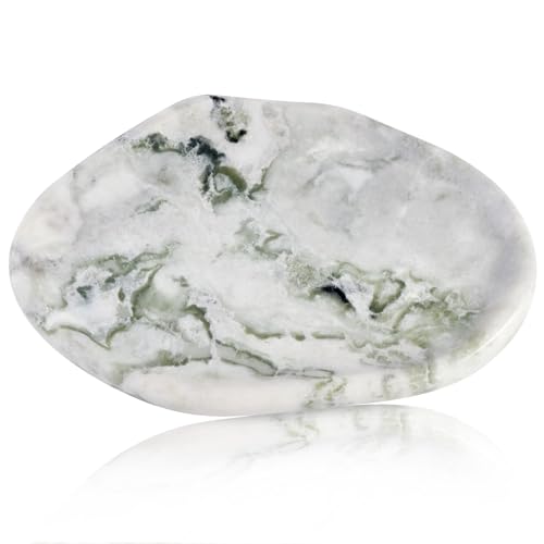 BCS Marble Jewelry Tray Trinket Dish, Decorative Cloud Vanity Key Tray for Women, Perfume Ring Holder Dish for Ring Earring, Cute Jewelry Plate Bowl Aesthetic Room Decor, Bianco Palomino - color: Bianco Palomino