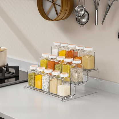 Yieach 3 Tier Acrylic Display Stands for Cupcake Stand,Dessert,Perfume Stand Organizer and Figurine Display Shelf,Tiered Clear Acrylic Display Risers for Cologne,Collection,Spice Rack,Perfume Display - color: Clear