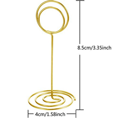 TecUnite 24 Pieces 3.35 Inch Table Number Holder Place Card Photo Holder Picture Name Menu Clips Memo Cards Stand for Wedding Reception Anniversary Birthday Party Centerpieces (Gold) - color: Gold