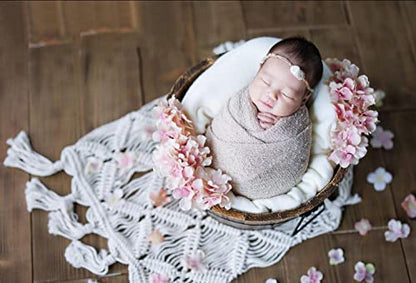 Newborn Photography Props Baby Photoshoots Photo Posing Macrame Rug Backdrop (White A) - color: White a