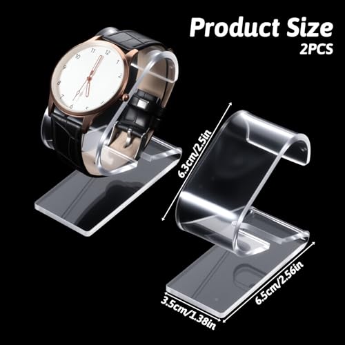 Prasacco Clear Watch Display Stand, 2 Pack Watch Holder Organizer Watches Display Stand Rack for Bracelet Jewelry Storage, Transparent Watches Showcase Rack