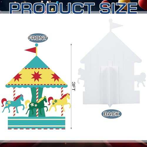 Colingmill Carnival Circus Party Decoration 3ft Circus Theme Birthday Party Supplies Carousel Cardboard Cutout Standup Photo Booth Backdrop Props Life Size for Birthday Carnival Game Weddings Events - style: Carousel