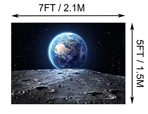 BELECO 7x5ft Fabric Outer Space Backdrop Universe Background Earth Moon Surface Furnished by NASA Planet Stars Photography Backdrop for Birthday Party Decoration Photoshoot Photo Background Props - size: 7x5ft