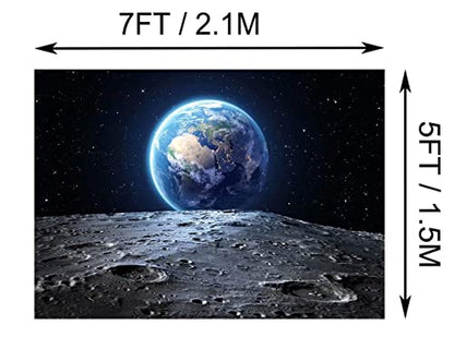BELECO 7x5ft Fabric Outer Space Backdrop Universe Background Earth Moon Surface Furnished by NASA Planet Stars Photography Backdrop for Birthday Party Decoration Photoshoot Photo Background Props - size: 7x5ft