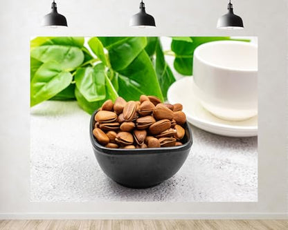 Trykid 10x6.5ft Brown Pine Nuts White Cup Backdrop Rustic Food Photography Background Coffee Shop Cozy Winter Themed Party Decoration Tapestry Photo Booth Prop Fabric Backdrop - size: 10x6.5ft