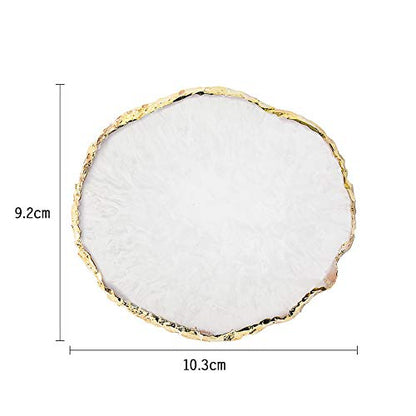 Resin Nail Art Palette,Nail Art Painting Mixed Color Palette Gold Edge Nail Gel Color Makeup Display Board (White) - color: 2# White