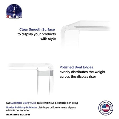 Marketing Holders 4 Pack Clear Acrylic Riser 13" Wide by 4.5" Deep Fixture Retail Jewelry Stores One Piece Reusable Ring Box Platform Lucite Throne Counter or Tabletop Pedestal - size: 13"W x 4.5"D x 6"H