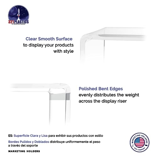 Marketing Holders 4 Pack Clear Acrylic Riser Display Stand 11 Wide x 4.5 Deep Merchandising Showcase One Piece Fixture Retail Stores and Boutiques Throne Small Figurines and Products Platform - size: 11"W x 4.5"D x 4"H