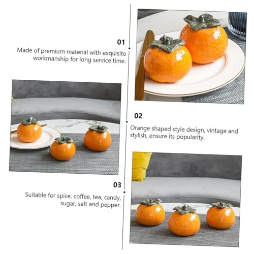 NUOBESTY Ceramic Tea Jar Orange Shape Small Food Sealing Canister Portable Decorative Fruit Storage Container for Kitchen Club Housewarming Photography Prop