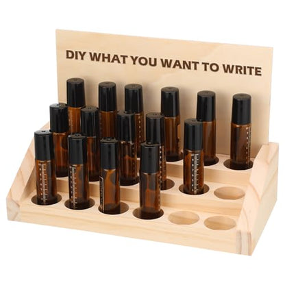 AceOrbit 3 Tier Wooden Essential Oil Organizer with Detachable DIY Board 5-20ml 18 Slots Essential Oils Racks Display Stand Roller Bottle Display Tabletop Storage for Nail Polish Fragrance Container