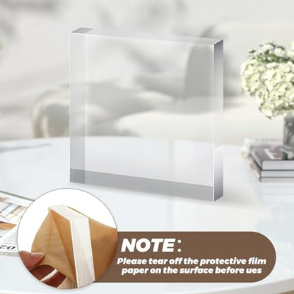 1 Pack 8 x 8 x 1 Inch Acrylic Block for Display, Acrylic Base Stand, Clear Polished Acrylics Cube, Trophy Base Jewelry Display Stand Pedestal Stand for Collectibles Jewelry Props Plant Display