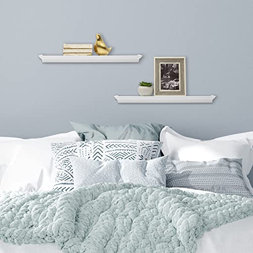 MELANNCO Arlington Floating Wall Shelves for Bedroom, Living Room, Nursery, Set of 2, 24-Inch, White - color: White, size: Set of 2 (24 Inch), style: Arlington