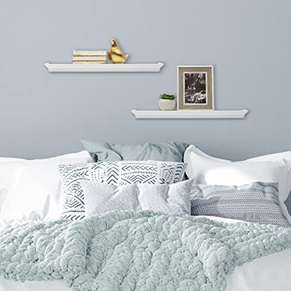 MELANNCO Arlington Floating Wall Shelves for Bedroom, Living Room, Nursery, Set of 2, 24-Inch, White - color: White, size: Set of 2 (24 Inch), style: Arlington