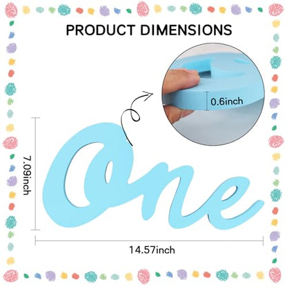 TONIFUL One Wooden Sign Cutout Letter for Boy 1st Birthday Party Decorations Table Centerpieces for First Birthday Light Blue Letter Wooden Photo Booth Props Party Decorations Supplies - style: One-Light Blue