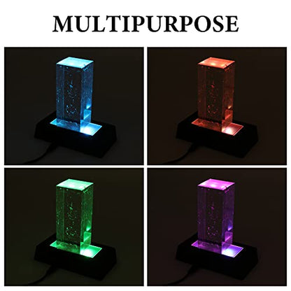 2 Pack LED Light Stand Base Rectangle Display Pedestal Lighted Box for Acrylic 3D Crystal Glass Artwork,Holiday Party Decoration(black)