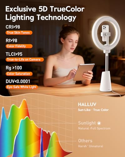 Ring Light for Makeup and Video Recording, 11" Desk Ring Light with 13.5" Stand & Phone Holders, Touch Control, Dimmable LED Selfie Light for Makeup, Video, Zoom Calls, Live Stream, YouTube&TikTok
