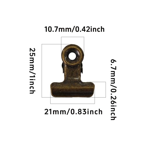 30Pcs 22mm Metal Binder Clips, Mini Bulldog Paper Clamps Bull Clips, Hinge Clips for Office School Home Supplies, Photos Crafts Food Bags Tags, Bronze