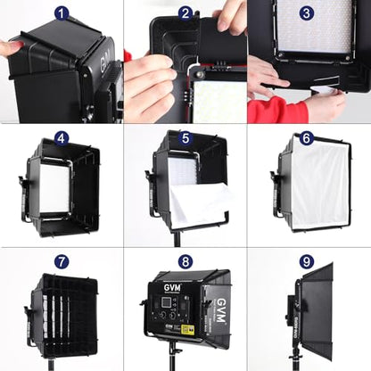 GVM RGB Led Video Light with 3 Softboxes, 680RS 3 Packs 50W Studio Lights with Bluetooth Control, Upgrade Photography Lighting with 18 Lighting Scenes, led Panel Lights for Video Recording, YouTube - size: 50 W With Softbox