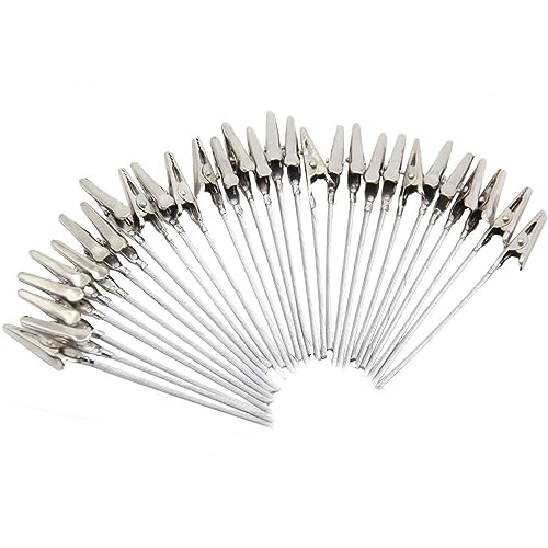H&W 50 Pack Metal Wire Alligator Clamp, 4'' Long-Tailed Alligator Iron Clip, Stand Photo Holder Stand Memo Clip (WE1-D1)