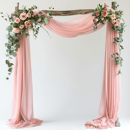 Wokceer Wedding Arch Draping Fabric 28.7" x 20FT - Blush Sheer Backdrop for Wedding Ceremony, Birthday Party, Bridal Shower Decoration - color: Blush, size: 1 Panel