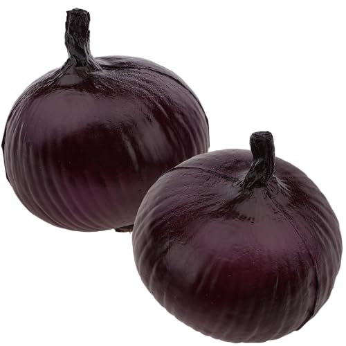 2pcs Artificial Onion Vegetable Decoration Faux Realistic Purple Onion Fake Ornament for Kitchen Decor Simulation Home Party Christmas Harvest Food Props - color: 2-b