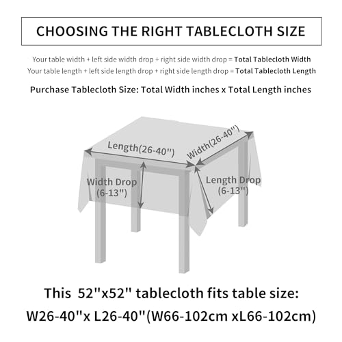 Natural Linen Textured Square Tablecloth, Slubby Lightweight Table Cloth 52 x 52 Inch, Water Resistant Stain Resistant Farmhouse Burlap Table Cover for Kitchen Dining Room - color: Natural, size: 52" X 52" (Square)