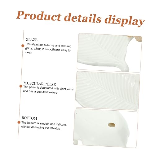 Ceramic Jewelry Holder Bird Leaf Shape Trinket Dish for Earrings Rings Bracelets Decorative Relief Jewelry Organizer Tray for Bathroom Vanity Table Storage and Photo Prop